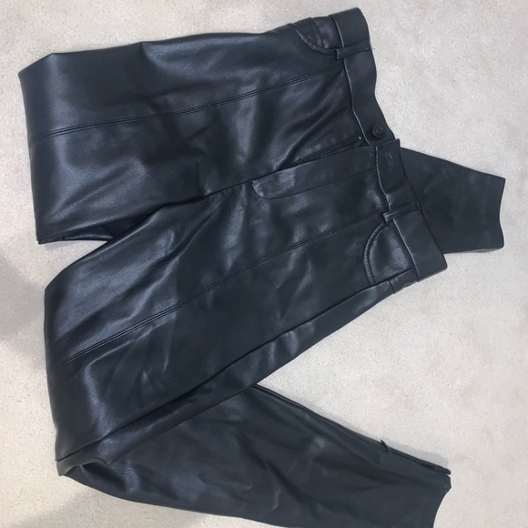 Zara black leather pants - Picture 2 of 3